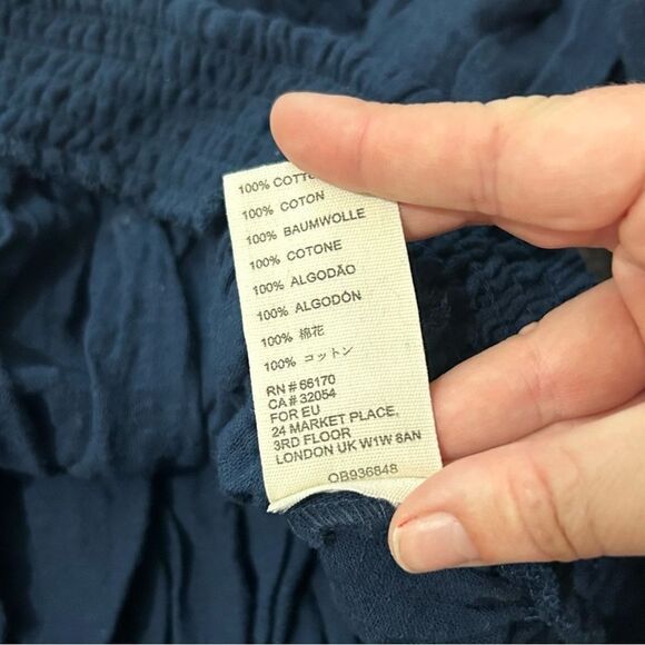 Free People We the Free Dancing Til Dawn Navy Off the Shoulder Crop Top SZ SM - Picture 2 of 5